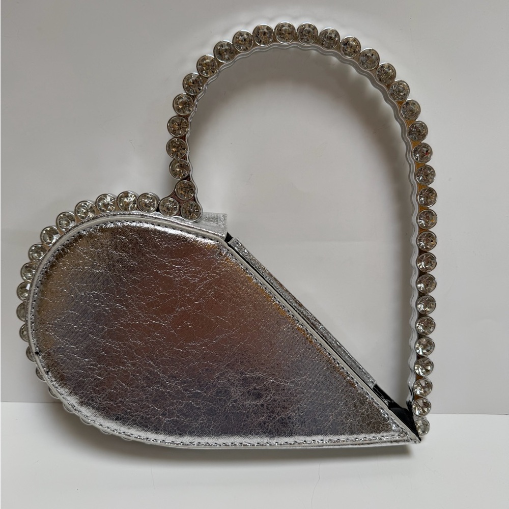 Silver Heart 🩶 Bag with Rhinestones NWOT